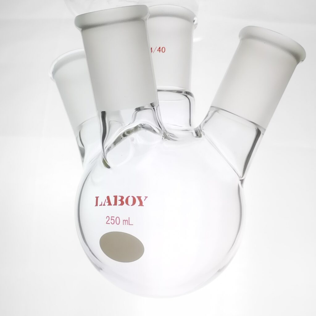 The four neck flask with standard taper joint for multiple purpose