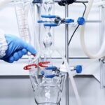 three neck flask setup with allihn condenser additonal funnel