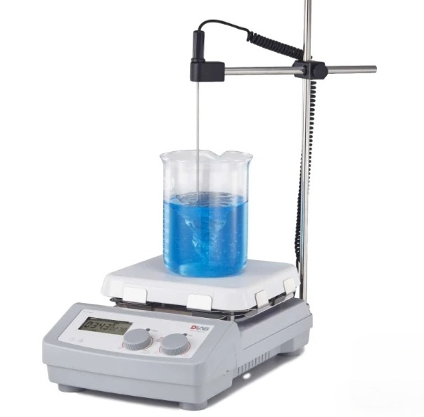 Basic magnetic stirrer setup with a beaker on a stir plate